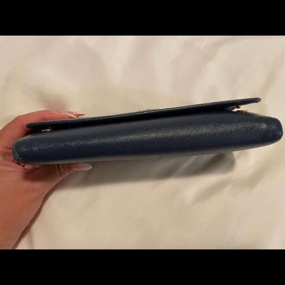 Prada large Saffiano Leather Wallet in blue - Picture 7 of 7